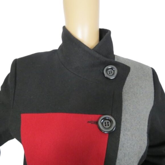 Novelti Color Block Wool Blend Midi Coat - Picture 2 of 6